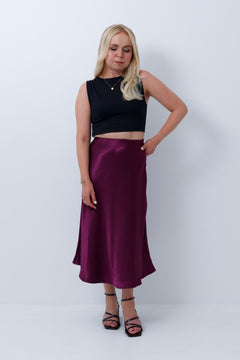 Petite Satin Midi Skirt