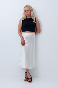 Petite Satin Midi Skirt